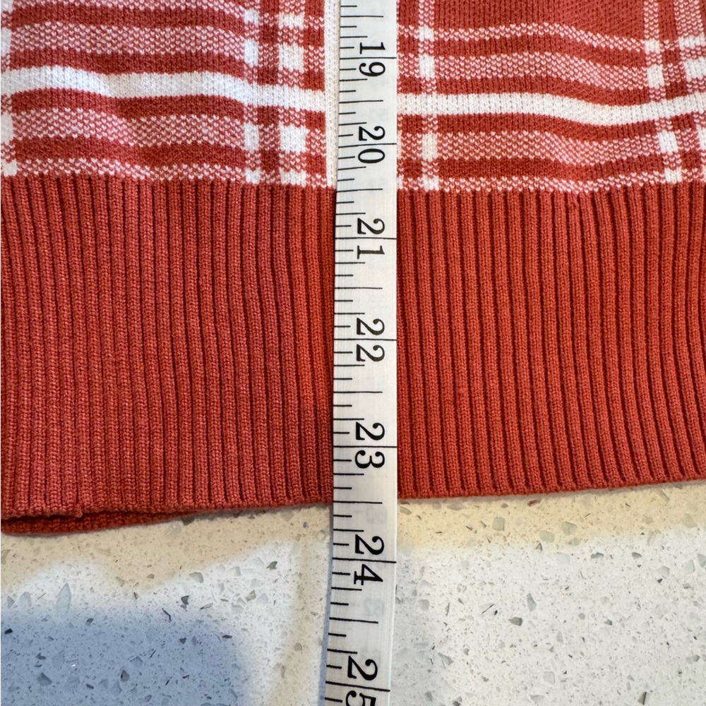 Max Studio Rust Plaid Collared Sweater XL Split Neck Pullover Knit Top NWOT - Picture 6 of 6